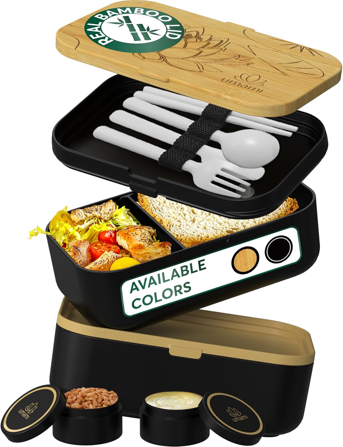 Umami Bento Lunch Box for Men & Women, Black Lotus, 68 oz