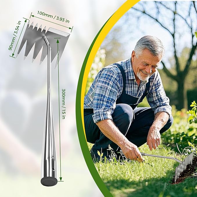 2025 Upgraded Weed Puller Tool, 6-Tooth Manganese Steel Manual Weeders, Portable Garden Weed Remover Tools for Vegetable Gardening Backyard Farm Planting & Weeding