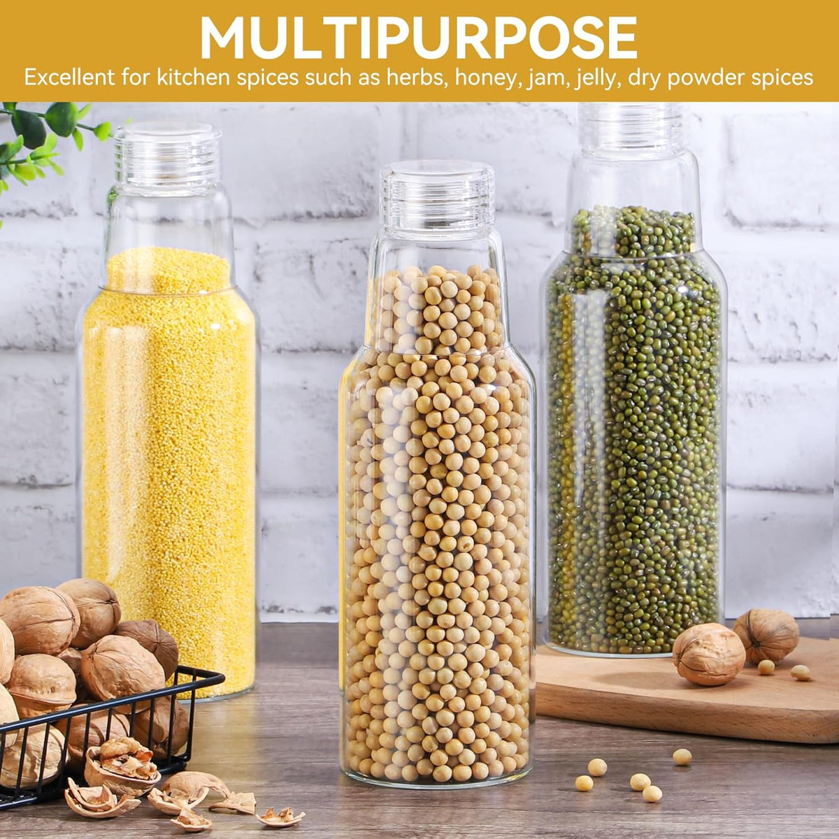 34 Oz Glass Juice Bottles with Lids, Glass Bottles, BPA Free, Borosilicate Glass for Juicing, Smoothies, Infused Water, Beverage Storage, Shaker Bottles (1 Pack)