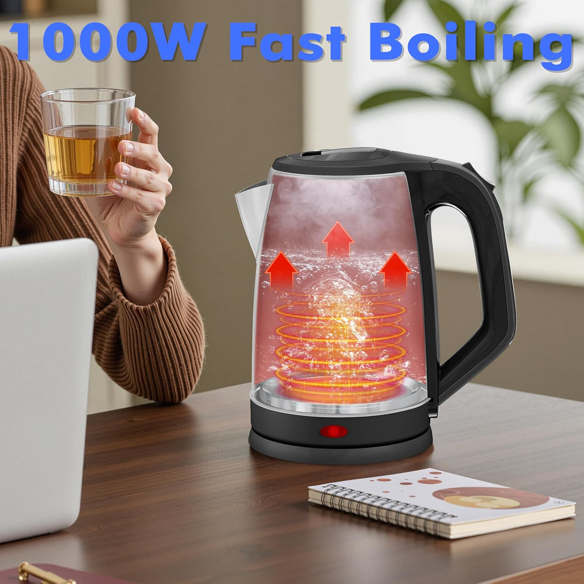 Stariver 2.5L Large Electric Kettle, BPA Free Stainless Steel Water Heater, Fast Boil Electric Tea Kettle, Water Boiler with Auto Shut-Off & Boil-Dry Protection for Family (10-12 Cups)