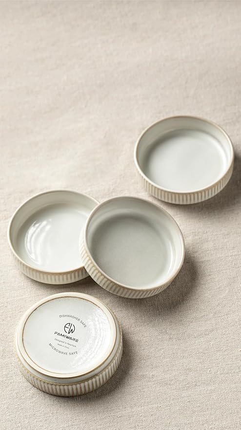 famiware Star Soy Sauce Dish Ceramic Dipping Bowls Set of 6, 4 oz Individual Dip Sauce Cups/Bowls/Dishes/Plates, Small Serving Bowl for Side Dishes, Dessert, Ice Cream, Condiments - Cappuccino White
