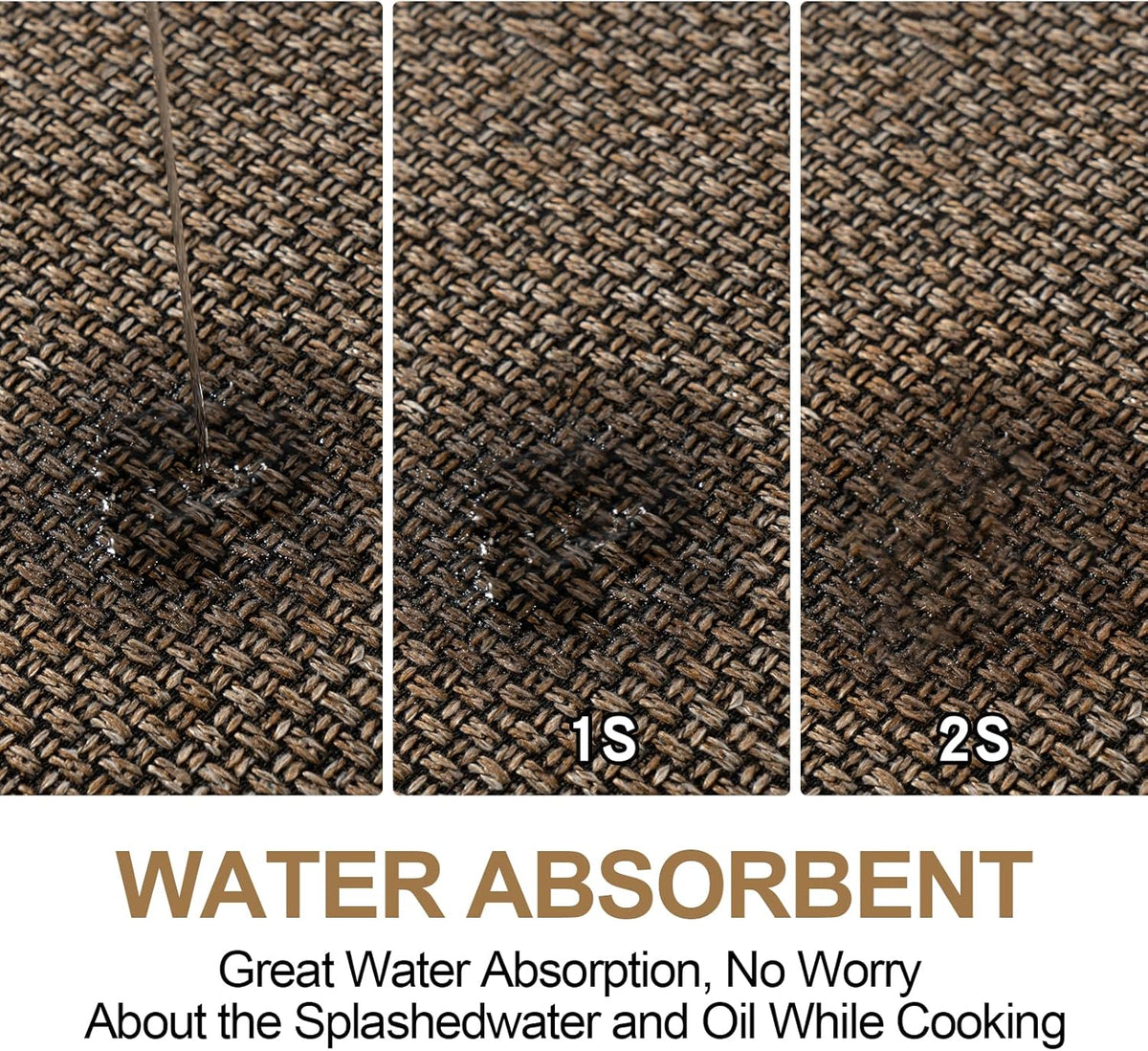 Kitchen Mat 1 PCS, Cushioned Non Slip Rugs for Kitchen Floor, Absorbent Runner Comfort Standing Mats Washable for Kitchen, Office, Home (Brown, 17.3"x60")