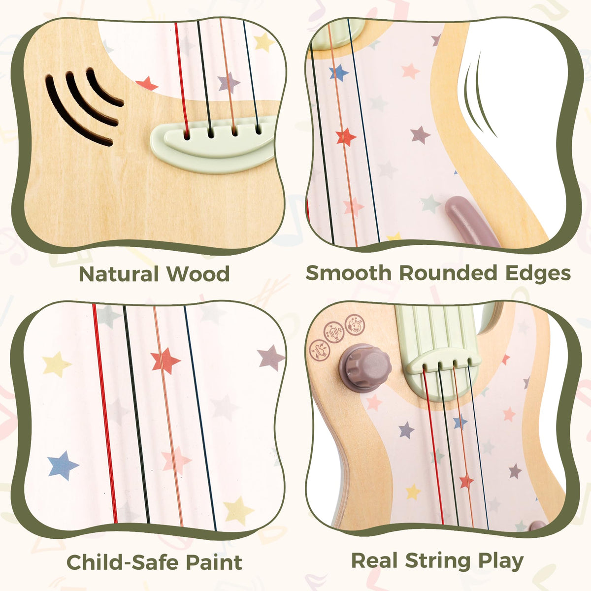 FReniland Electric Guitar Toy for Kids – Rock Style Musical Guitar with Real Strings, Pressable Buttons & Sound Effects, Musical Instrument for Toddlers Boys Girls Ages 3–6