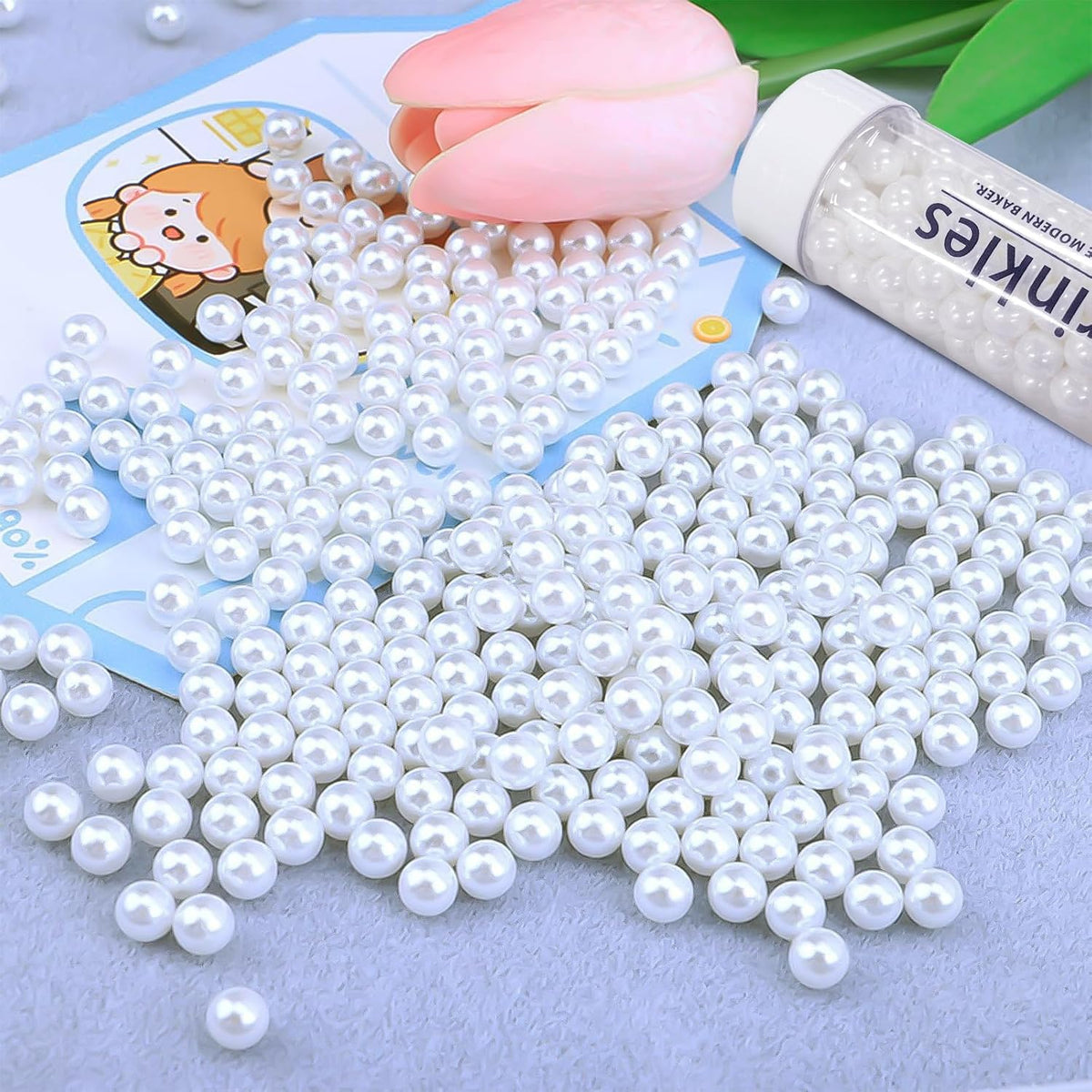 Edible Pearl Sugar Sprinkles White Candy Pearls Baking Decorations 10mm 130g/4.58 Oz White Sprinkles Sugar Pearl for Cake Decorating Edible Ball Sprinkle Ice Cream Toppings Wedding Chirstmas Supplies