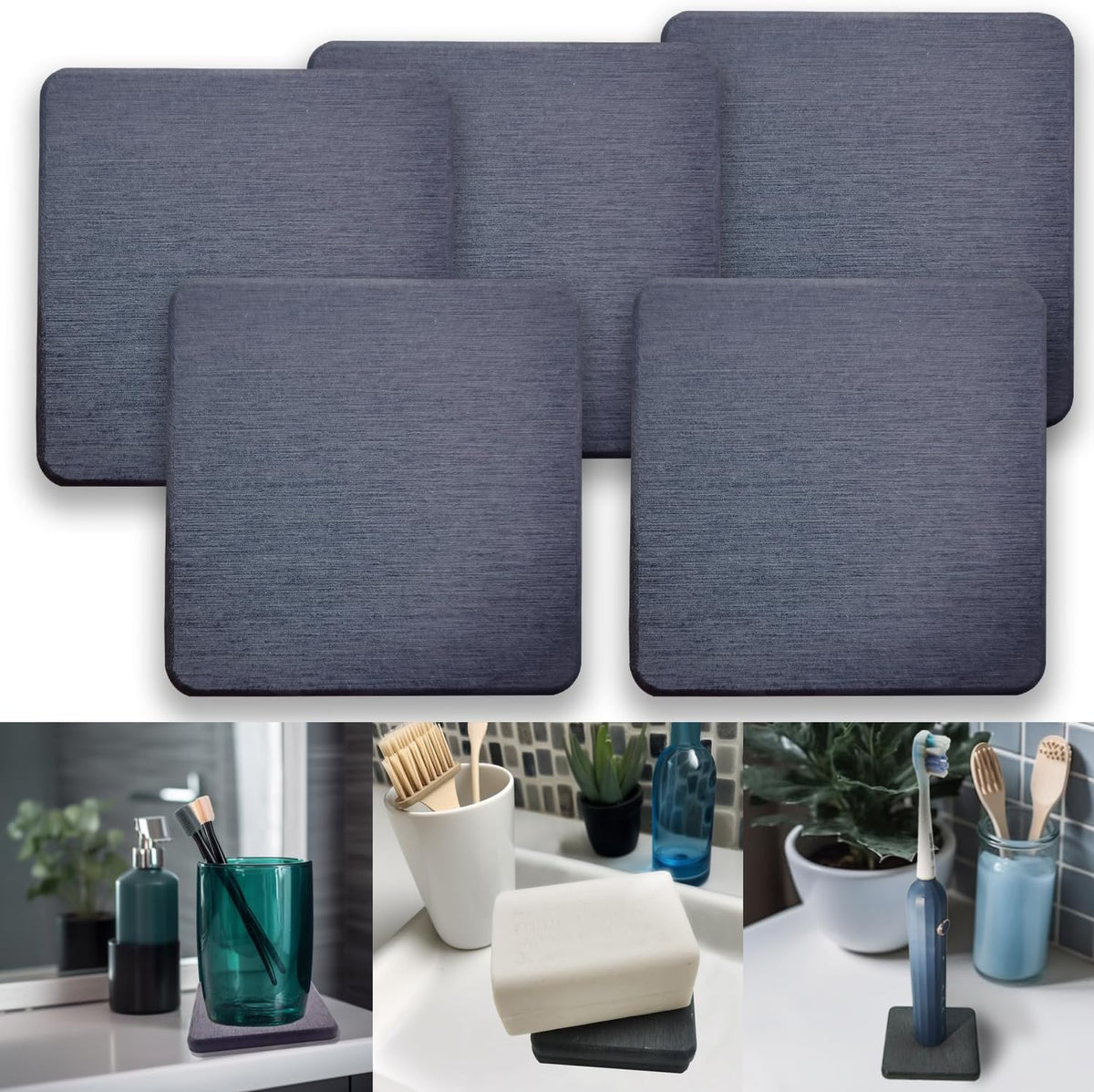 Mucco Water Absorbing Stone Tray for Sink, Premium Diatomaceous Earth Soap Holder Dish，Water Absorbent Diatomite Coasters, Fast Drying Stone Sink Tray for Hand soap & Cups & Drinks Bottles