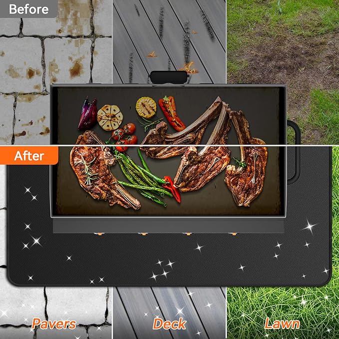 100x39 inches Extra-Large Under Grill Mats for Outdoor Grill, Double-Sided Fireproof Multi-Grill Protective Mat, Oilproof Waterproof BBQ Fire Pit Fireplace Mat