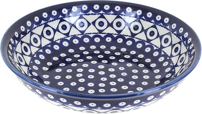 Blue Rose Polish Pottery - Blue Xandra Large Salad Bowl - 9.75" Diameter - Great Bowl for Salad, Pasta, or Serving Guests