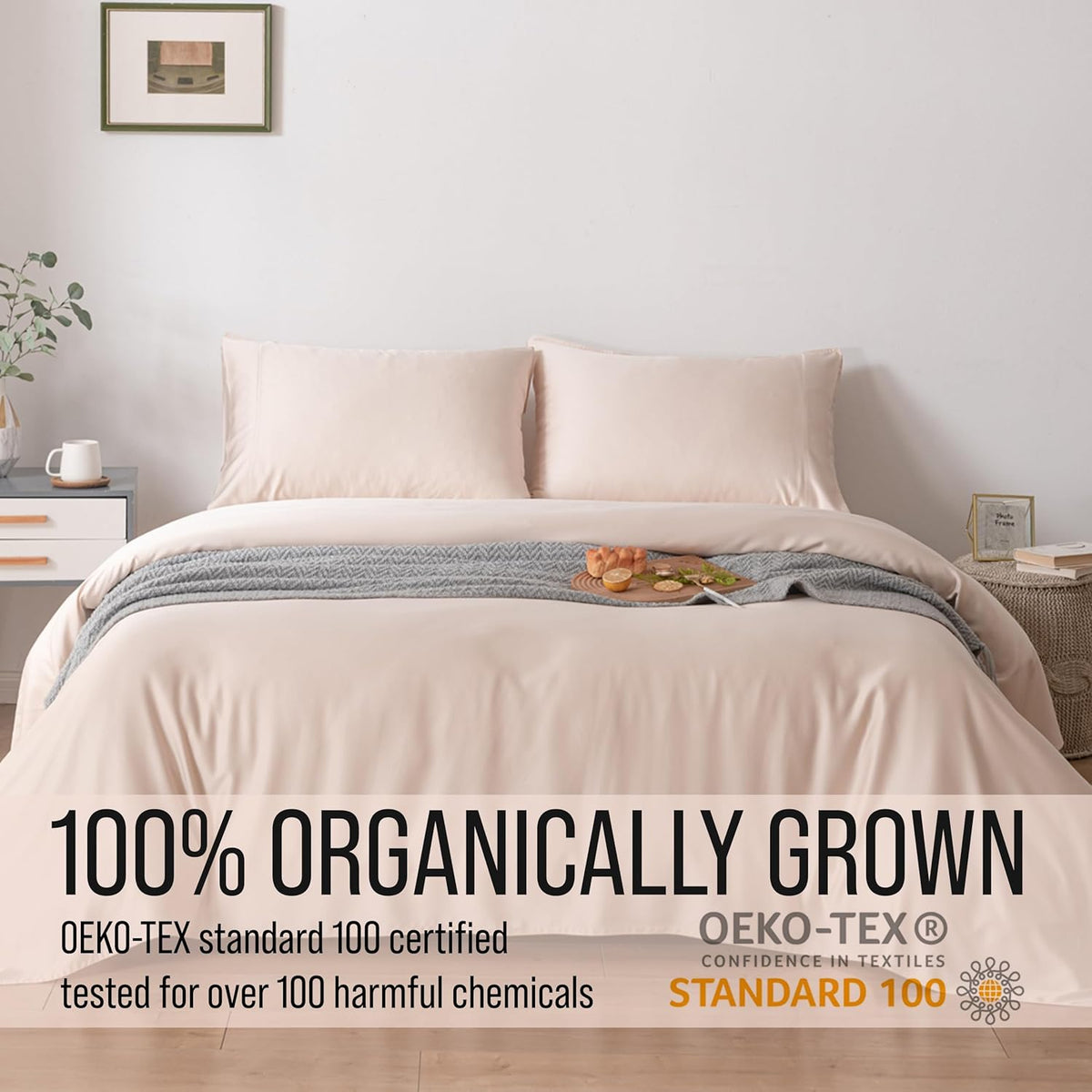 Bella Coterie Luxury Bamboo Viscose Cal King Size Sheet Set | 100% Organically Grown | Ultra Soft | Cooling for Hot Sleepers | 18" Deep Pocket [Champagne]