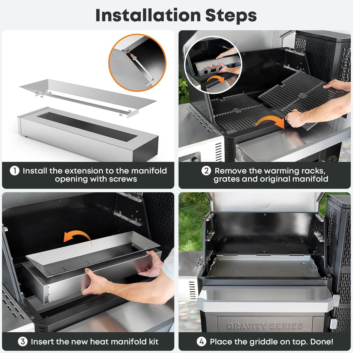Stanbroil Flat Top Griddle with Manifold Kit, Grill Griddle Insert for Masterbuilt Gravity Series 1050 Digital Charcoal Grill and Smoker Combo MB20041220 MB20041320, Replacement for MB20181622