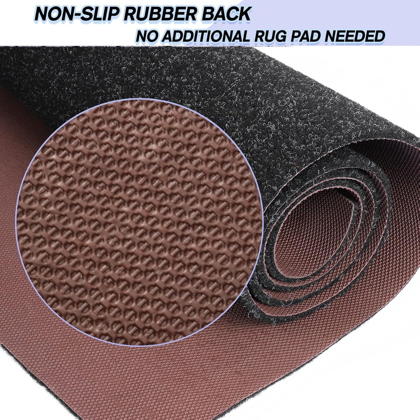 Custom Size Backed Non-Slip Area Rugs Runner, Easy Clean, Waterproof Runner Rugs for Hallway Entryway, Kitchen, Laundry, 3FT x 8FT, Black