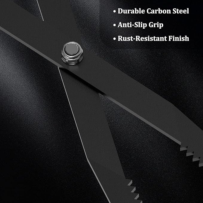 Heavy Duty Fire Tongs Firewood Grabber Tool with Scissor Shape Serrated, Bonfire, Campfire Fire Pit Log Claw Tongs (Black)