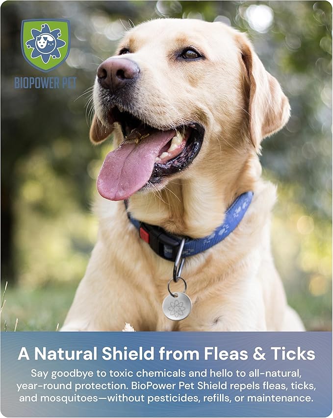 Natural Flea & Tick Repellent Collar Tag for Dogs & Cats – BioPower Pet Shield – Safe for Pets When Used as Directed – Lasts 1 Full Year - Small Tag (<10 Lbs) - 3 Pack