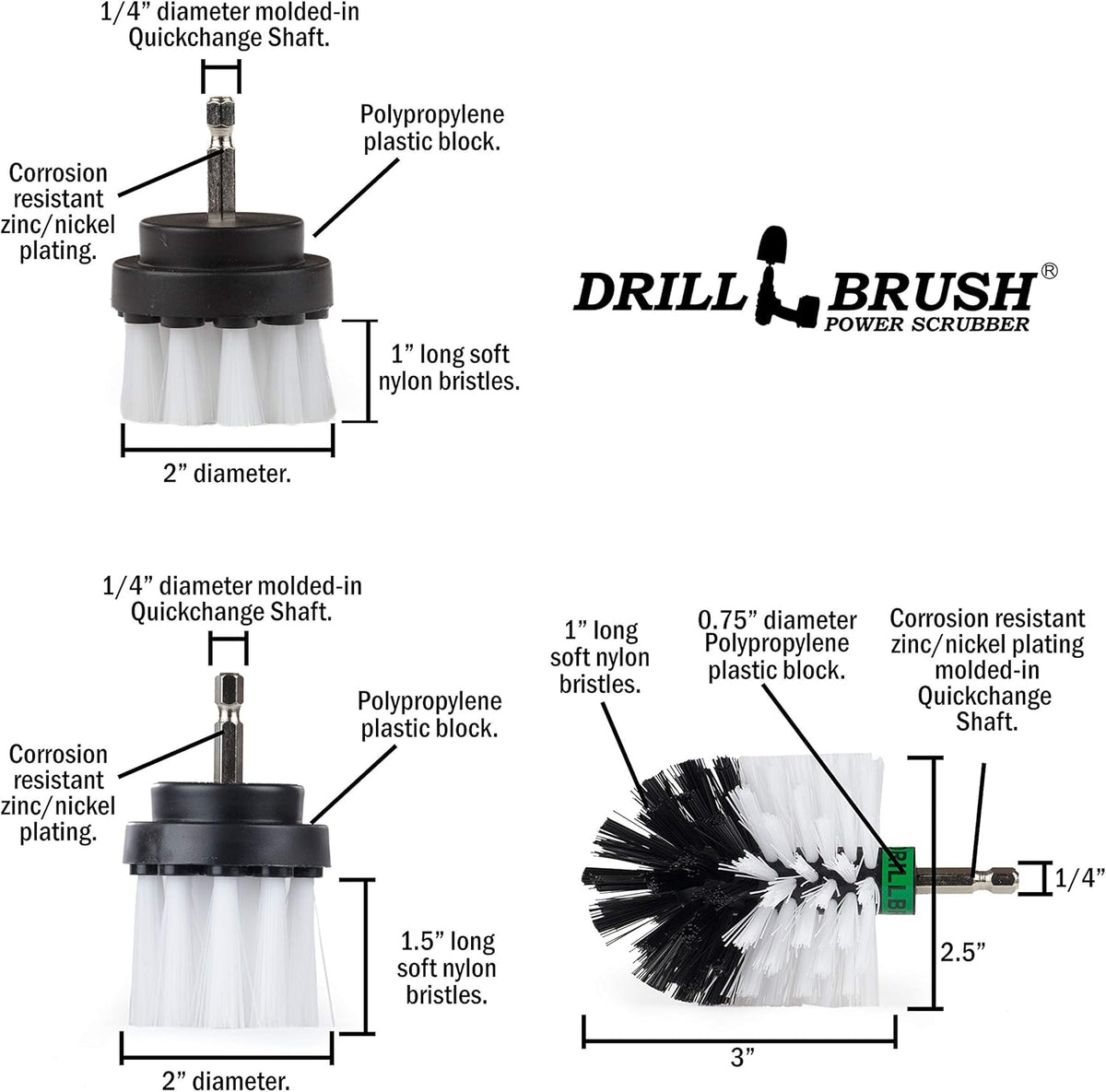 Drill Brush – Ultimate Car Wash Kit - Cleaning Supplies – Car Carpet - Truck Accessories - Wheel Brush - Motorcycle Accessories - Car Mats - Spin Brush - Interior Leather, Vinyl, Upholstery, Fabric