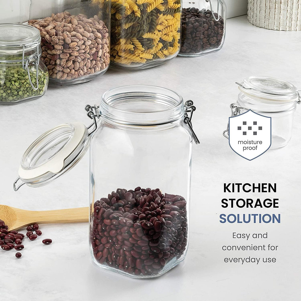 Bormioli Rocco Fido, 2 Pack, 33.75 Oz. Food Storage Glass Jars, Airtight Rubber Seal & Glass Lid, with Stainless Wire Clamp, Mason Jar, Made in Italy