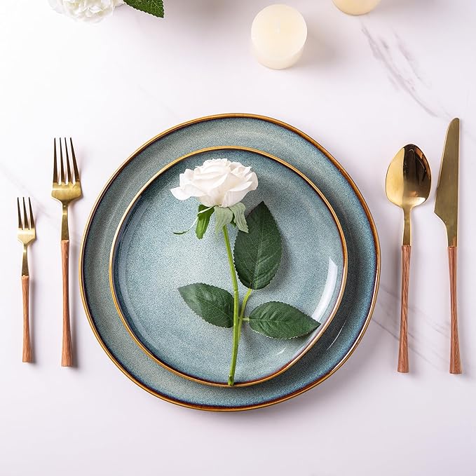 AmorArc Ceramic Dinnerware Sets,Handmade Reactive Glaze Stoneware Plates and Bowls Set,Highly Scratch Resistant | Dishwasher & Microwave Safe Dishes Set,Service for 12 (36Pcs)