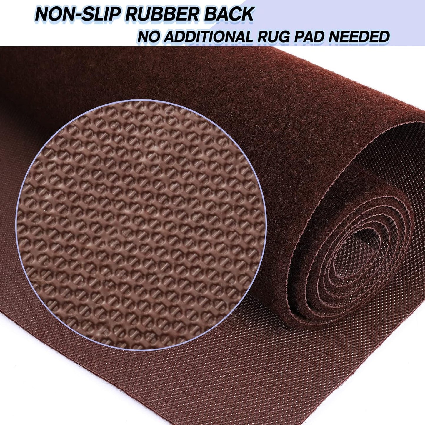 Custom Size Backed Non-Slip Area Rugs Runner, Easy Clean, Waterproof Runner Rugs for Hallway Entryway, Kitchen, Laundry, 4FT x 35FT, Brown