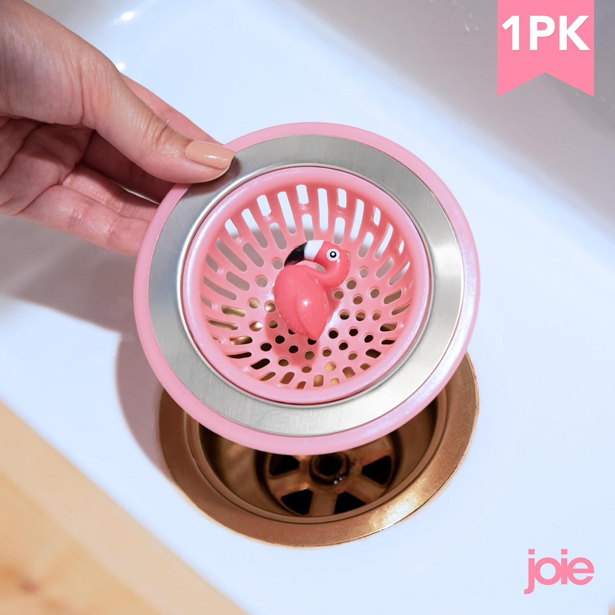 Joie Flamingo Kitchen Sink Strainer Basket, Drain Cover, Pink, 1 Count