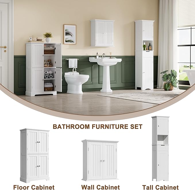 ChooChoo Bathroom Wall Cabinet, Over The Toilet Space Saver Storage Cabinet, Medicine Cabinet with 2 Door and Adjustable Shelves, Cupboard