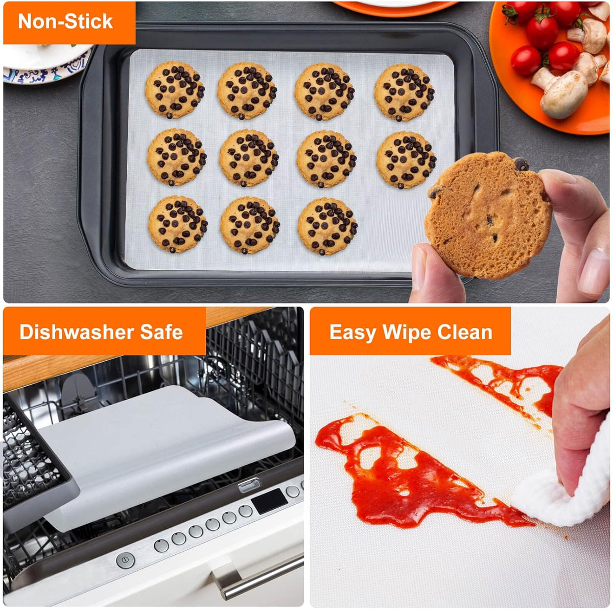 Silicone Baking Mat Roll -16IN x 10FT Non Stick Heat Resistant Food Grade Baking Mats, No Slip Reusable Freeze Dryer Mat,Pastry Mat,Countertop Protector Mat, Washable Oil-Proof Refrigerator Liners
