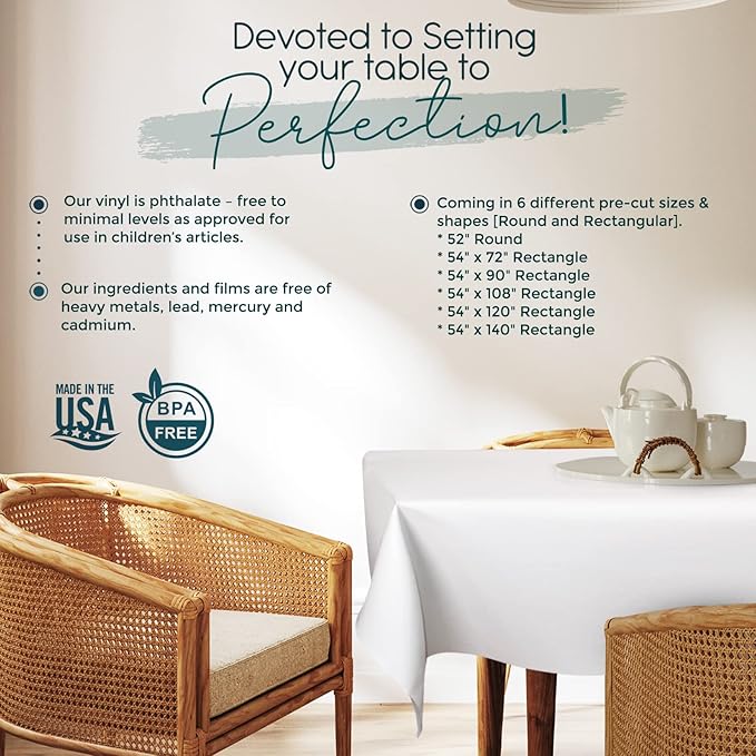 Quality Table Pad Protector, Superior Protection from Spills, Scratches & Heat - Reusable Table Cloth with Cushion Flannel Backing (140" L x 54" W)