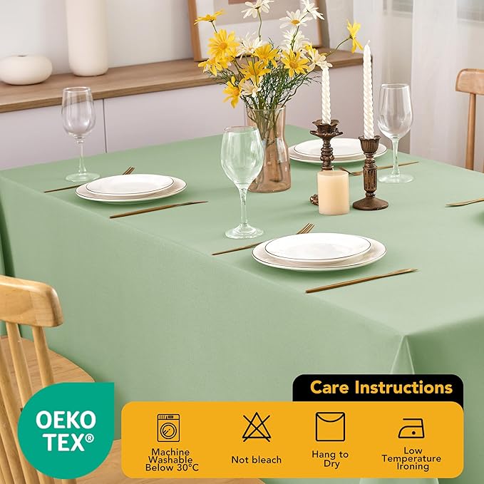 6-Pack Sage Green Tablecloths for Square Tables, 70 x 70 Inches, Stain-Resistant Polyester Fabric for 3 Foot Tables - Washable Table Covers for Weddings, Banquets, Birthday Parties, Events