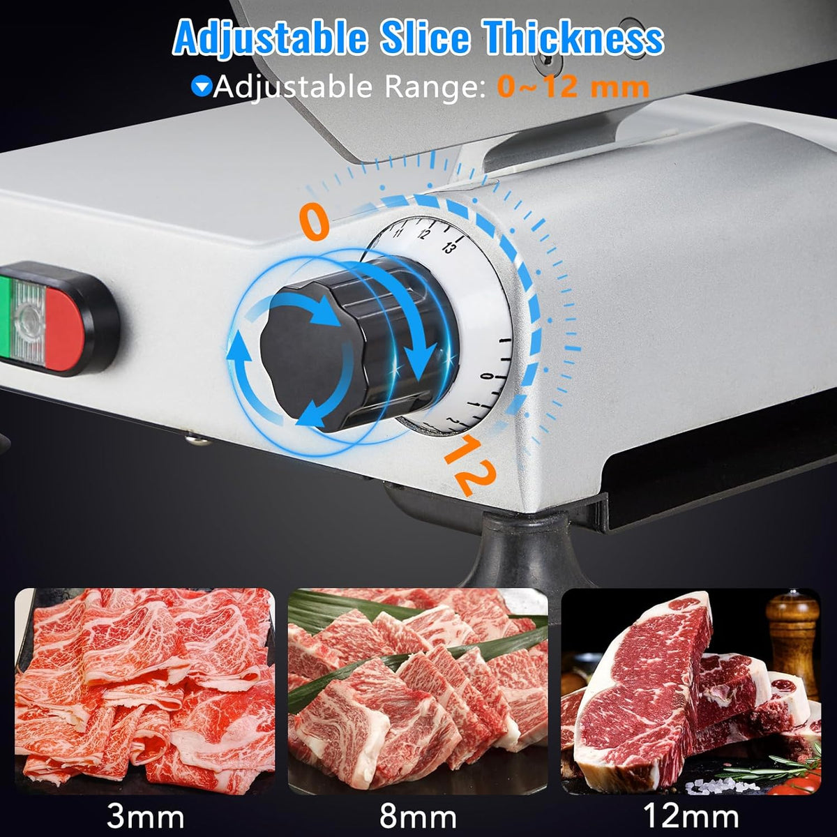 Meat Slicer Machine for Home and Commercial, 10 inch Chromium-Plated Steel Blade Deli Slicer, 240W Semi-Auto Electric Meat Slicer Cut Food Bread Cheese and Frozen Meat