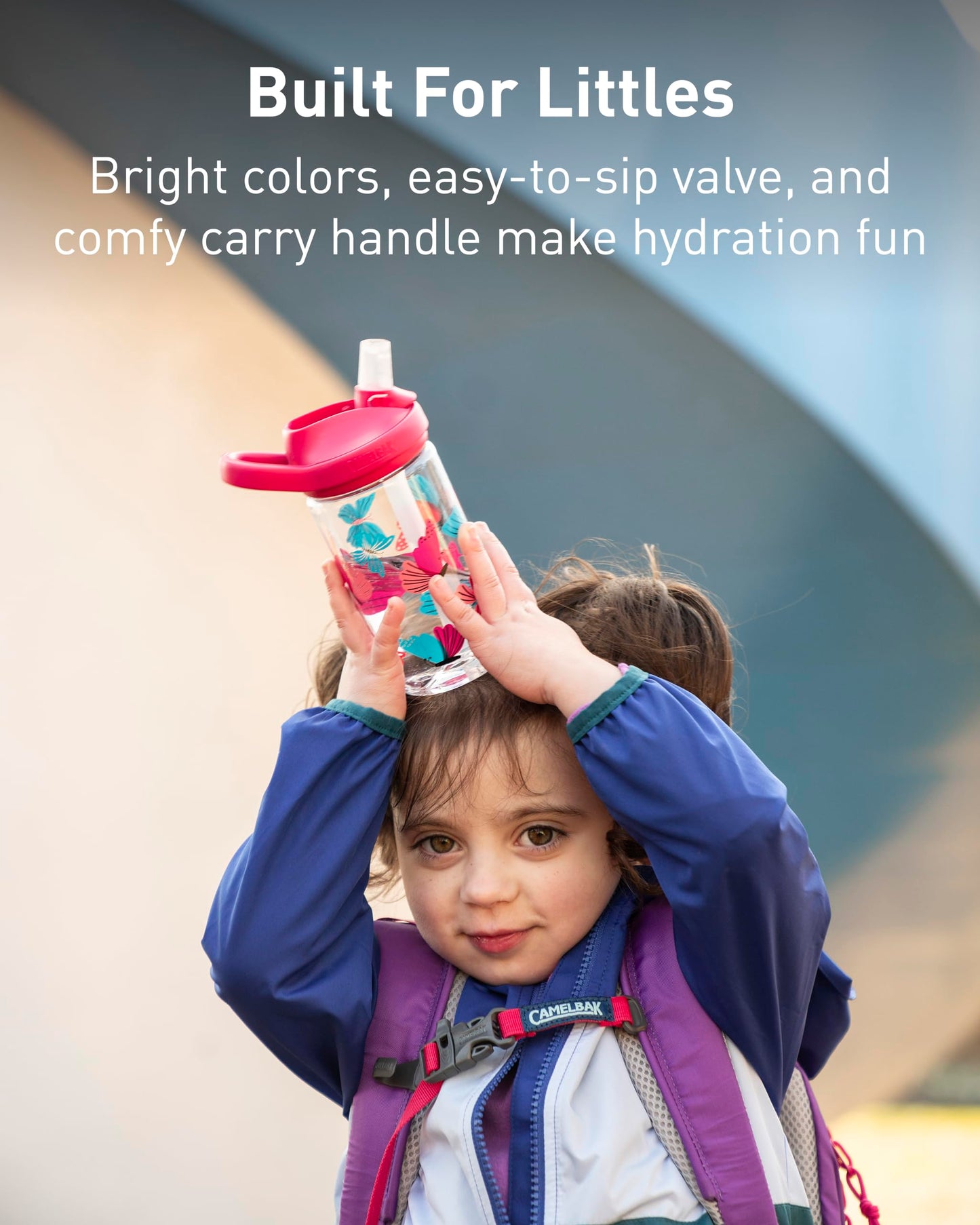 CamelBak Eddy+ Kids Bite Valve Water Bottle 14oz, Rainbow Floral