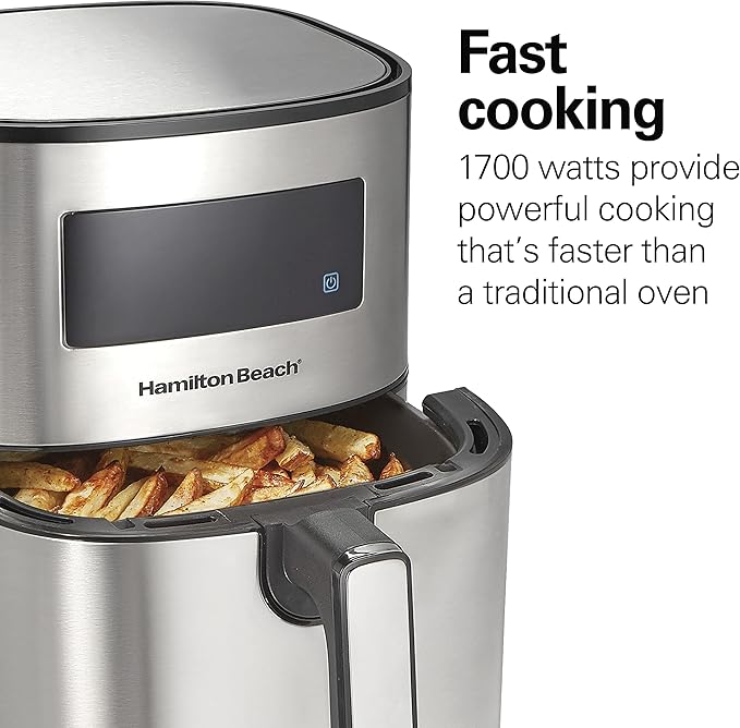 Hamilton Beach 5.8 Quart Digital Air Fryer Oven with 8 Presets, Easy to Clean Nonstick Basket, Black (35075)