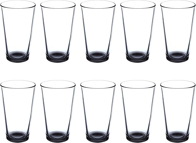 Libbey Pint Glass 16 oz. Set of 10, Bulk Pack - Beer Glasses, Heavy Duty Drinkware - Black