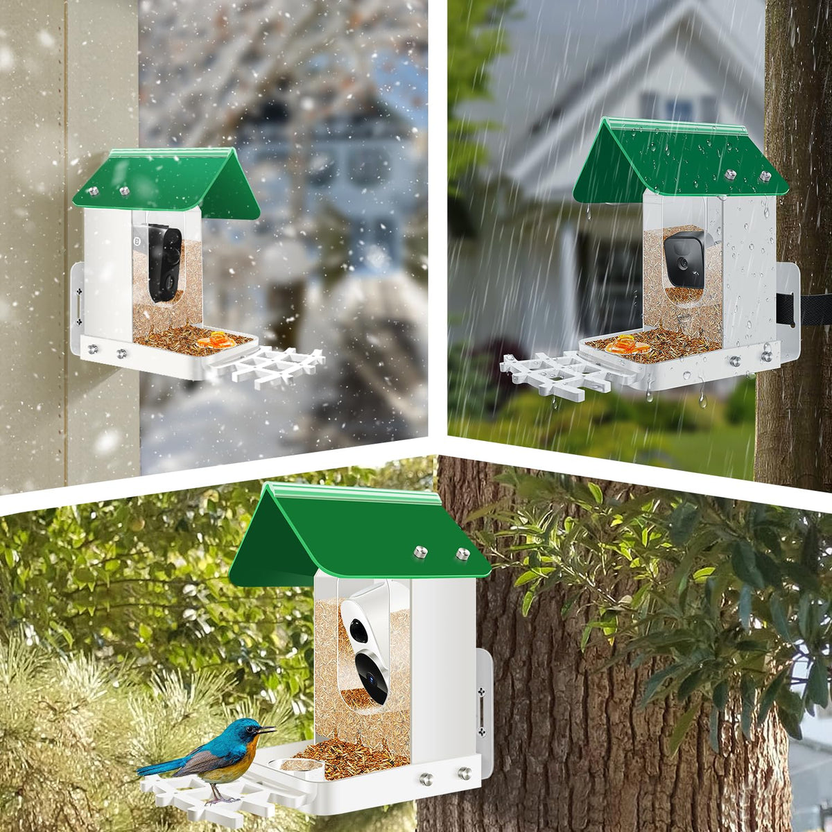 runofast Bird feeders for Outdoors Compatible with Blink,Wyze and Other Smart Camera for Bird Watching with Your Security Cam,Gift for Bird Lover-(Camera NOT Included)