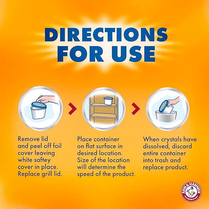 Arm & Hammer Essentials Disposable Moisture Absorber and Odor Eliminator Tub, Fragrance Free, 1 lb., Attracts and Traps Excess Moisture, Ideal Closet Dehumidifier (Pack of 3)