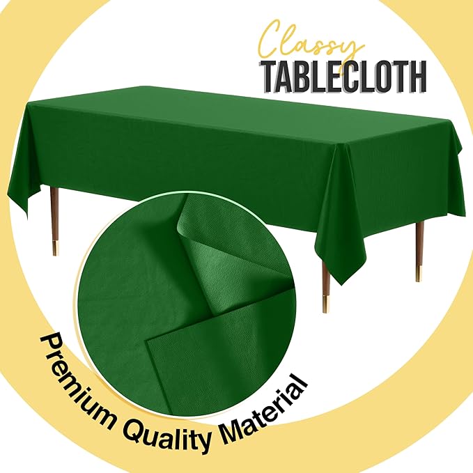 Party Solids 66% Thicker Premium Plastic Table Cloth Rectangle Table Cover 0.5 Mil 6 Pack Emerald Green Table Cloth 54 Inch x 108 Inch Disposable Tablecloth Won't Tear Easily Like Cheap Thin Brands