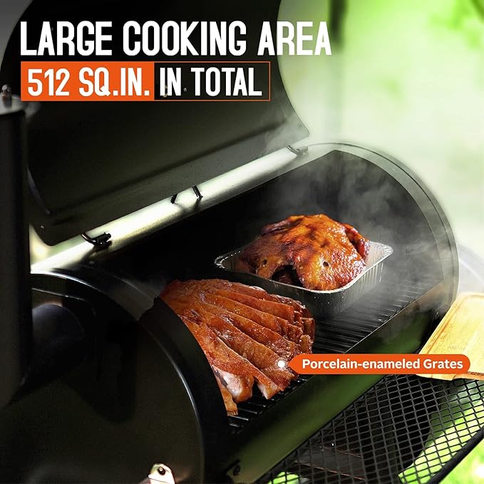 Sophia & William Charcoal Grill with Offset Smoker, 512 Square Inches Outdoor BBQ Grill Offset Charcoal Smoker for Patio, Garden, Picnics, Camping, Backyard Cooking, Black