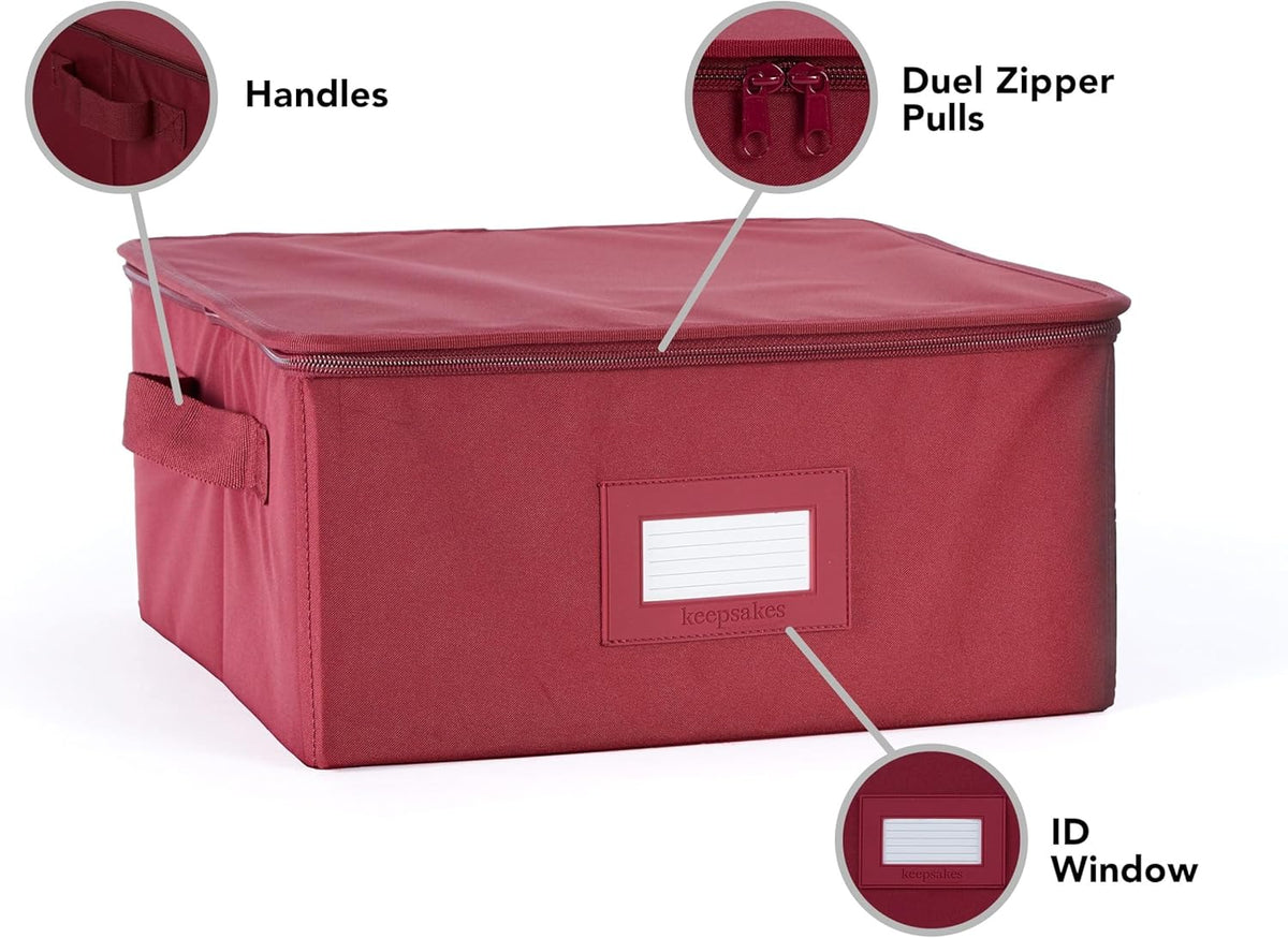 Covermates Keepsakes Dish Storage Box - Stackable, Reinforced Handles, China Storage, Scarlett Red