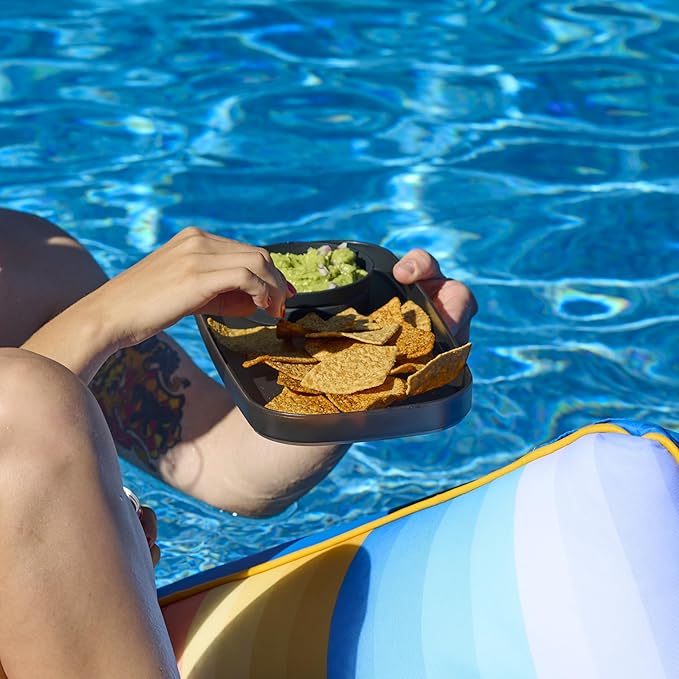 madesmart dipware Small Serving Plate, Collapsible & Removable Dip Bowl for Salsa, Queso, Sald, Olives, Premium Dishwasher & Microwave Safe, Multipurpose Plate & Bowl, Ocean