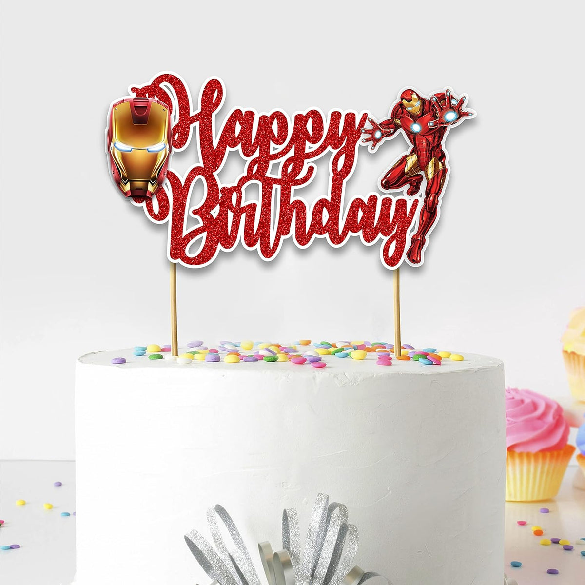 Irn man Happy Birthday Cake Topper - Birthday Decorations.