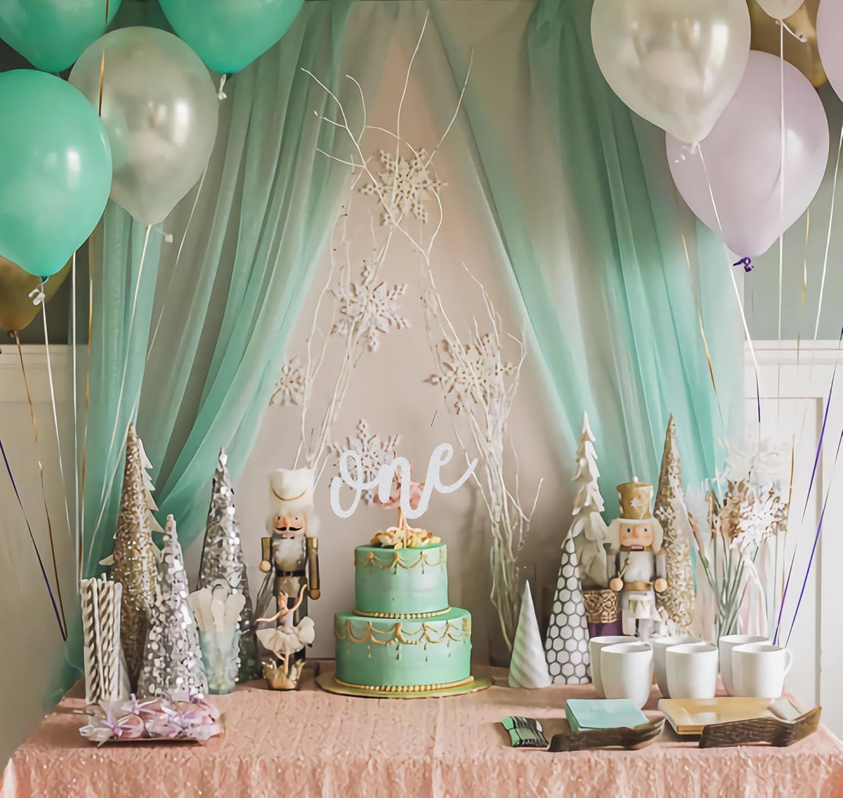 First Birthday Cake Topper - Silver Glitter One Cake Decorating Supplies for Girls and Boys, Perfect for Baby Shower/Gender Revealing Party/Baby Party Photo Booth Props