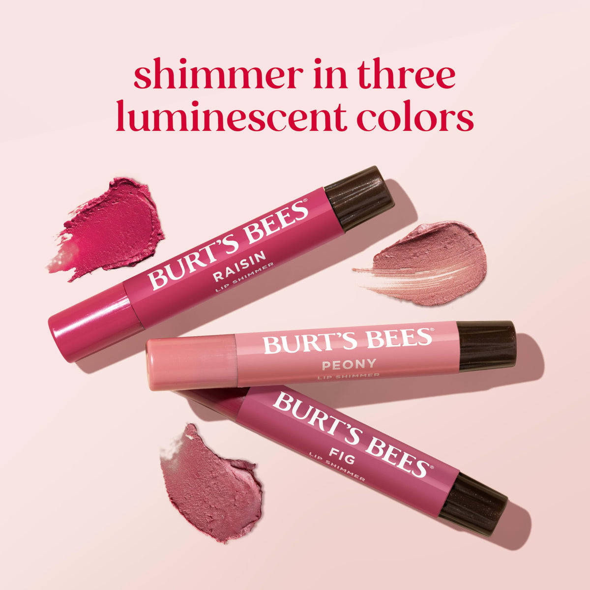 Burt's Bees Lip Shimmer Nude Collection, Tinted Lip Balm, 0.09 oz., 3 Tubes