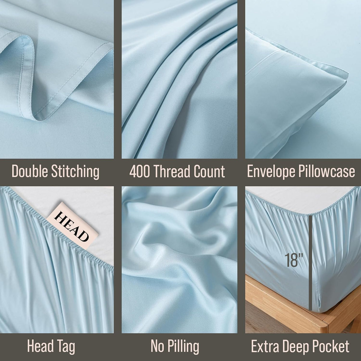 Bella Coterie Luxury Bamboo Viscose Cal King Size Sheet Set | 100% Organically Grown | Ultra Soft | Cooling for Hot Sleepers | 18" Deep Pocket [Coastal Blue]