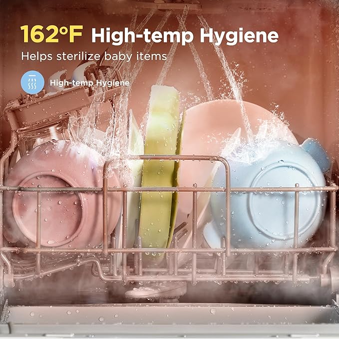 Midea MDC17P2DWW Countertop Dishwasher Portable with 6L(1.59G) Built-in Water Tank, 5+2 Programs, Auto Door Open, Dual Drying System, Energy-Saving and Odor Removal, for Apartments, Dorms& RVs, White