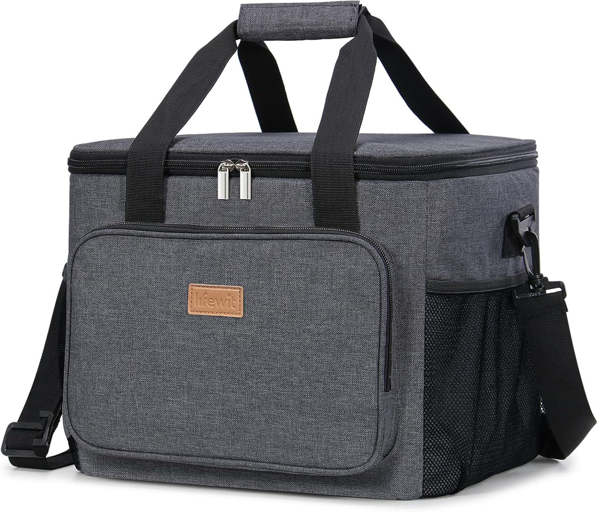 Lifewit Large Lunch Bag Insulated Lunch Box Soft Cooler Cooling Tote for Adult Men Women, Dark Gray 40-Can (24L)