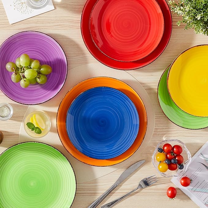 vancasso Bonita Salad Plates, 8.5 inch Colorful Small Dinner Plates Set, Ceramic Dessert Plate Serving Dishes set of 6, Microwave, Oven and Dishwasher Safe, Assorted Color
