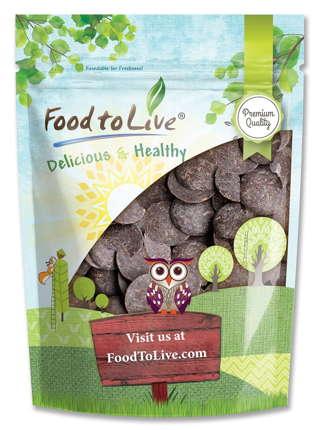 Food to Live Cacao Paste Wafers, 2 Pounds - Premium Raw Cacao Liquor, Pure, Unsweetened, Vegan, Bulk. Rich in Antioxidants, Essential Minerals. Perfect for Homemade Desserts, Chocolate Bars