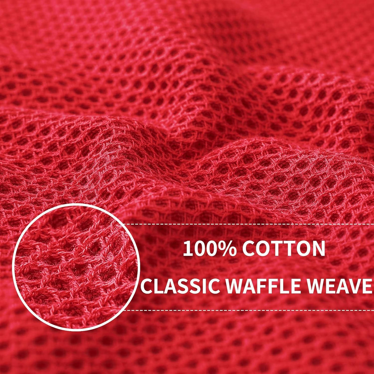 Homaxy 100% Cotton Waffle Weave Kitchen Dish Cloths, Ultra Soft Absorbent Quick Drying Dish Towels, 12 x 12 Inches, 12-Pack, Red