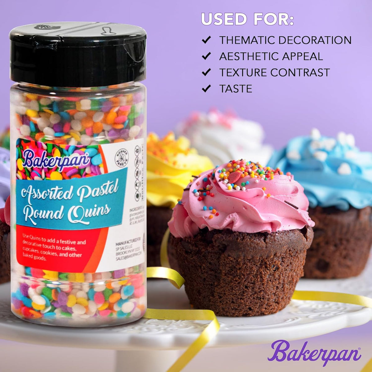 Bakerpan Heart Sprinkles for Baking, 4 Ounces Pink Heart Sprinkles Edible, Made in USA