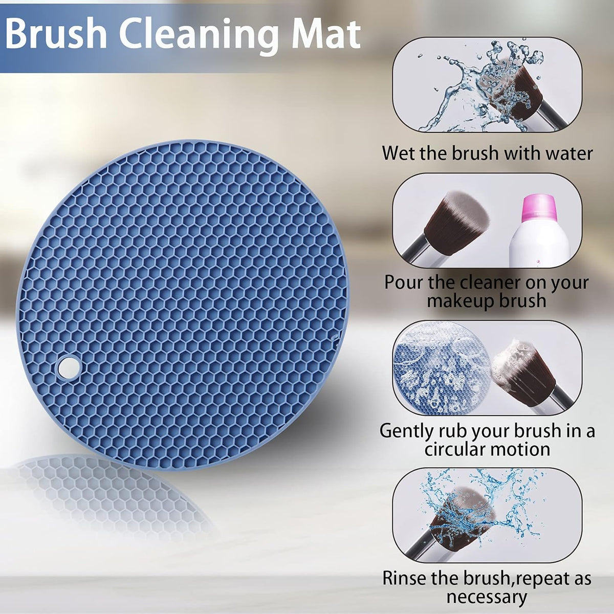 Joyhalo Trivets for Hot Dishes - Hot Pads for Kitchen, Silicone Pot Holders for Hot Pots and Pans, Silicone Mats for Kitchen Countertops, Table, Flexible Easy to Wash and Dry, Blue