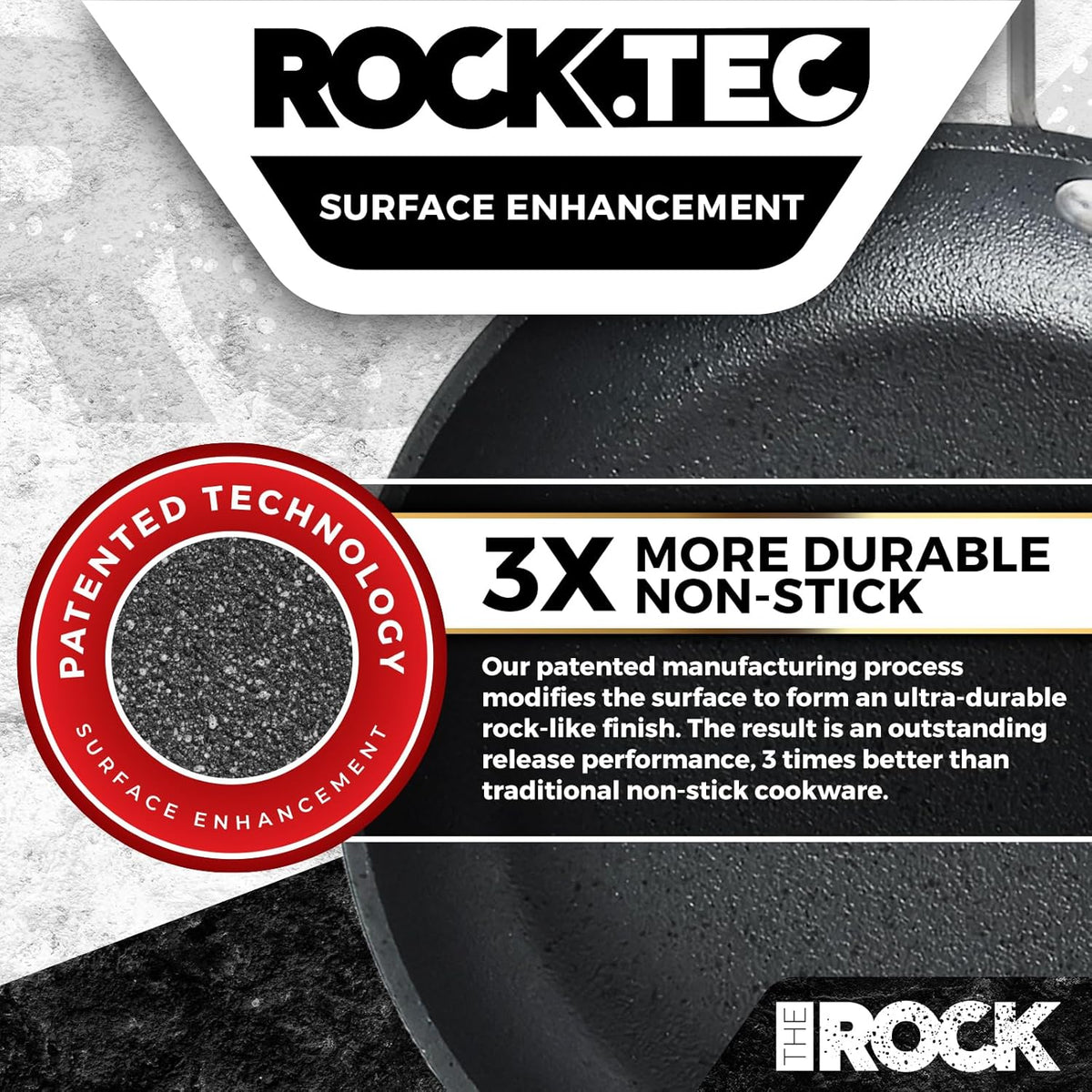 THE ROCK Single Serve Nonstick Pots and Pans Set, 4pc Portion Control Cookware Set with Rock.Tec, Scratch/Stain/Crack Proof, Oven & Dishwasher Safe, Perfect for Dorm, Camping & Small Kitchens, Black