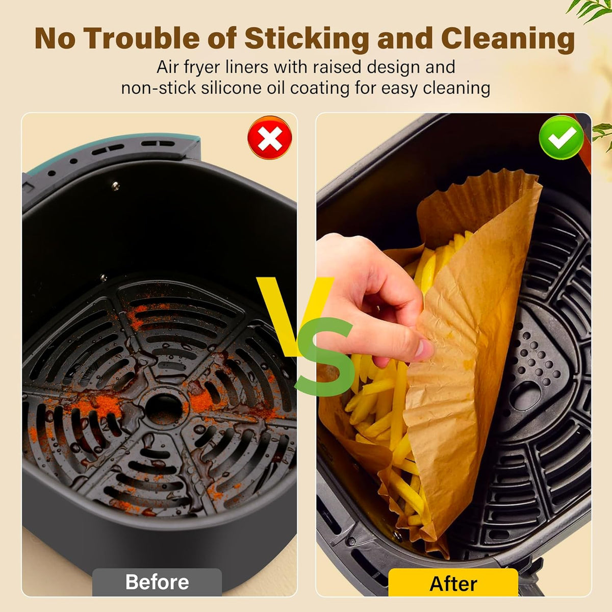 Air Fryer Liners Disposable, 125pcs Non-stick Disposable Airfryer Liners, 8 Inch Unbleached Parchment Paper, Square Air Fryer Paper Liners for 5-8QT Air Fryer, Baking, Roasting Microwave