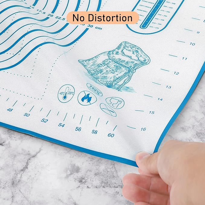 Silicone Baking Mat with Measurements, Pastry/Fondant/Dough Rolling Counter/Oven Liner Mat, 20''(W)28''(L) Blue