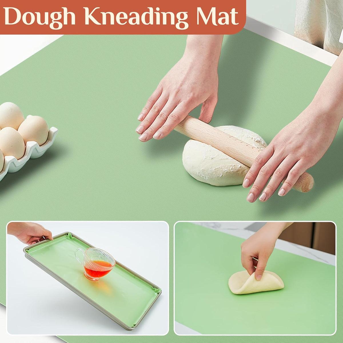 Silicone Baking Mat, 16 IN x 6 FT Free Cutting Baking Sheet,Non-Stick Reusable Dough & Pastry Mat,Non-Slip Silicone Mat Roll for Air Fryer Liner,Freeze Dryer,Oven Baking Pan,Kitchen Counter